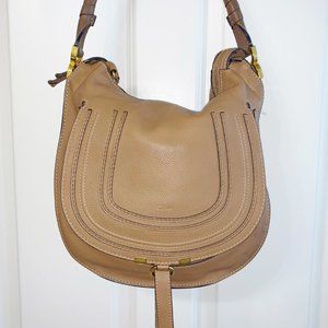 Chloe Medium Marcie Calfskin Leather Hobo Bag - Color Nut